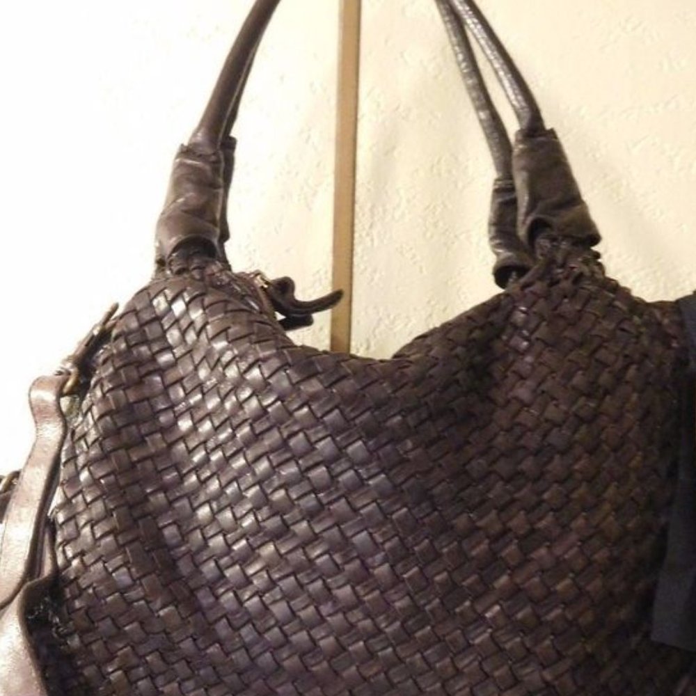 LANGELLOTTI Italy Woven and Distressed Leather bag